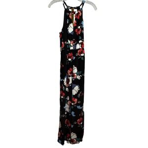 ASTR‎ Floral Halter Wide Leg Jumpsuit Womens Black Red Blue AP5768 Boho Wedding